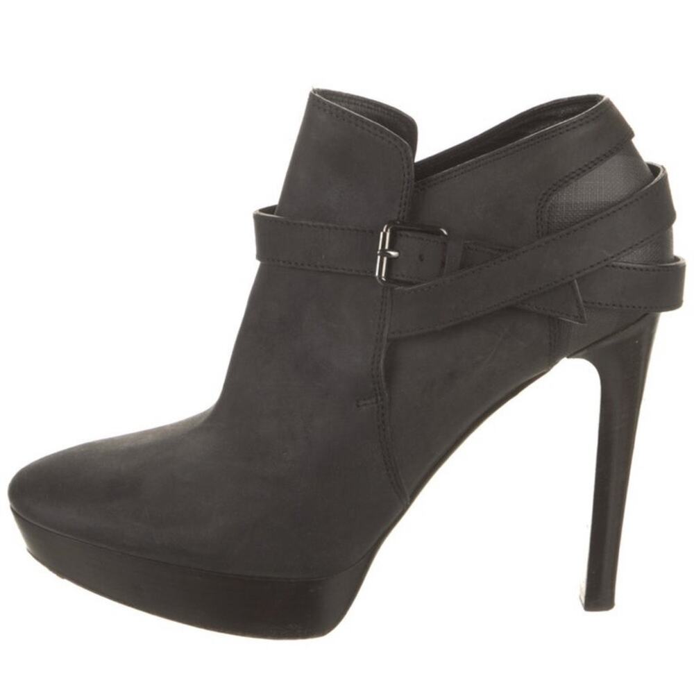 Burberry Black Beat Check Nubuck Suede Stiletto Heeled Boots Size 11 - Picture 2 of 5
